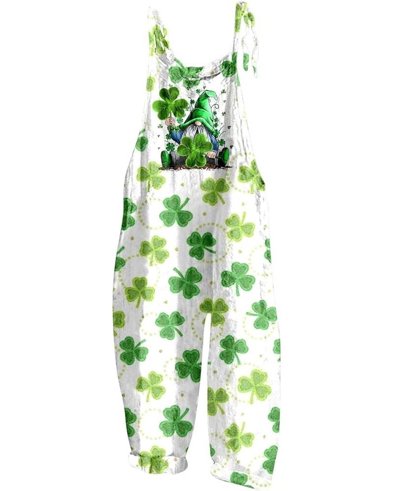 Women's St. Patrick's Day Loose Casual Sleeveless Spaghetti Strap Wide Leg Jumpsuits Rompers Outfits with Pockets 1d-ag $9.36...