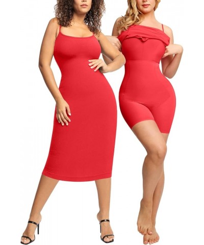 Shaper Dress Bodycon Sunmmer Midi Dress Built in Shapewear Bra Sleeveless casual Slip Dress for Women Y-red-midi Dress $32.25...