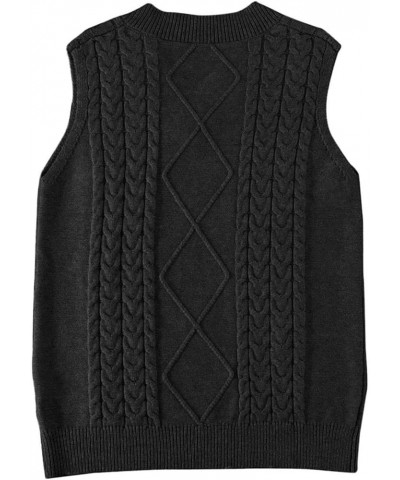 Women's Sweater Vest Casual Sleeveless V Neck Houndstooth Knit Sweater 2023 Fall Aesthetic Argyle Sweaters Y2K Tops D-black $...