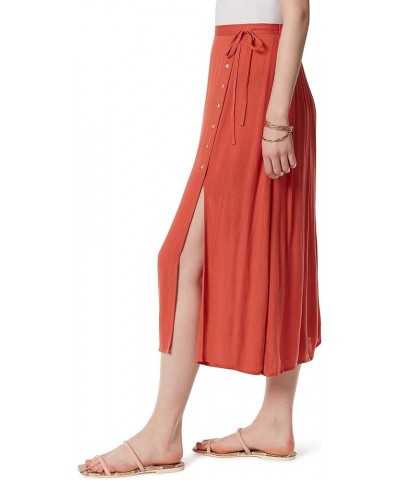 Womens Crinkled Buttoned Midi Skirt Orange Rust $12.57 Skirts