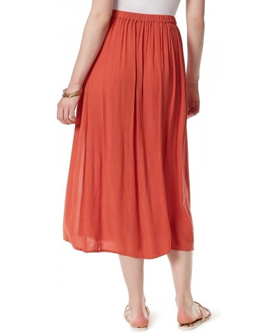 Womens Crinkled Buttoned Midi Skirt Orange Rust $12.57 Skirts