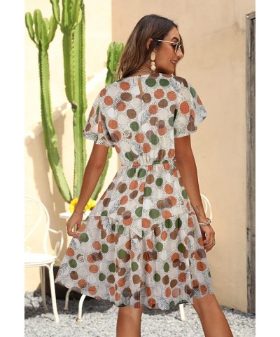 Women's Casual Summer Boho Dresses Chiffon Floral Print Ruffle Sleeve Flowy Skater Dress MY112 Colorful Dots $20.64 Dresses