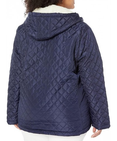 Plus Size Faux Fur Lined Quilt Jacket Evening Blue $17.45 Suits