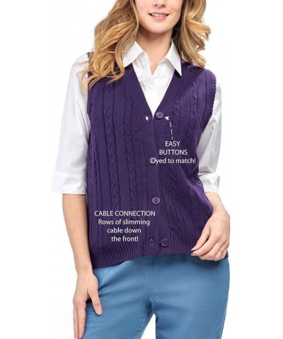 Women's Button Front Cable Cardigan Sweater Vest – Button Up Styling in a Timeless Cable Knit Black $13.76 Sweaters