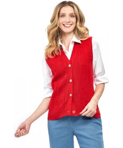 Women's Button Front Cable Cardigan Sweater Vest – Button Up Styling in a Timeless Cable Knit Black $13.76 Sweaters