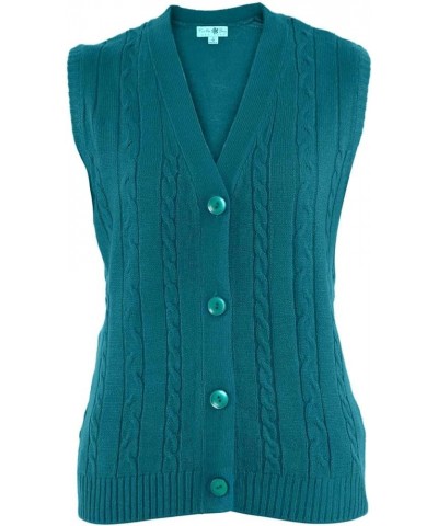 Women's Button Front Cable Cardigan Sweater Vest – Button Up Styling in a Timeless Cable Knit Black $13.76 Sweaters