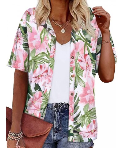 Women's Hawaiian Shirts Coconut Button Summer Soft Button Down Shirts Short Sleeve 0white1 $13.10 Blouses