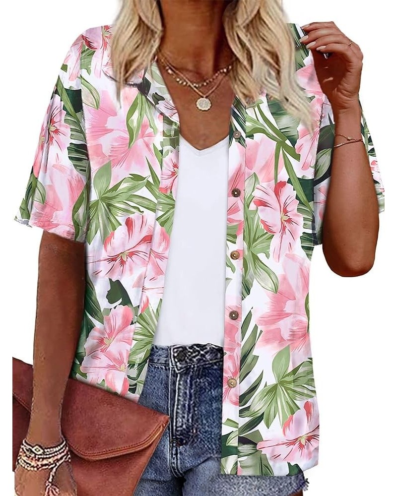 Women's Hawaiian Shirts Coconut Button Summer Soft Button Down Shirts Short Sleeve 0white1 $13.10 Blouses