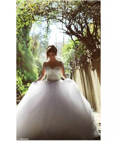 Gorgeous 2016 Pearls Beading Long Sleeves Ball Wedding Dresses for Bride White 8 $75.90 Dresses