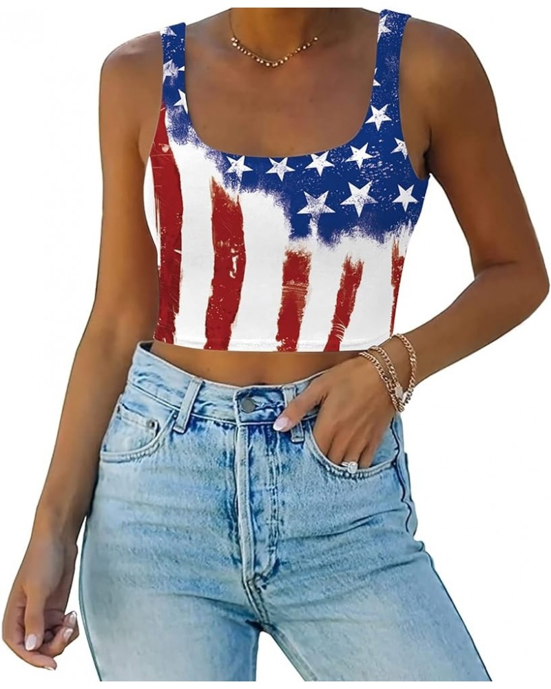 Women's Sexy Sleeveless Tank Top American USA Flag Patriotic 4th of July Workout Yoga Casual Crop Tops… 005-1007 $7.79 Tanks