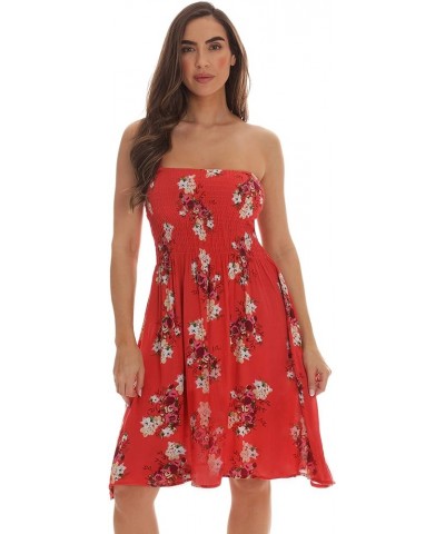 Strapless Tube Short Dress Summer Dresses Coral - Floral 2 $10.99 Dresses