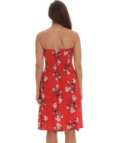 Strapless Tube Short Dress Summer Dresses Coral - Floral 2 $10.99 Dresses