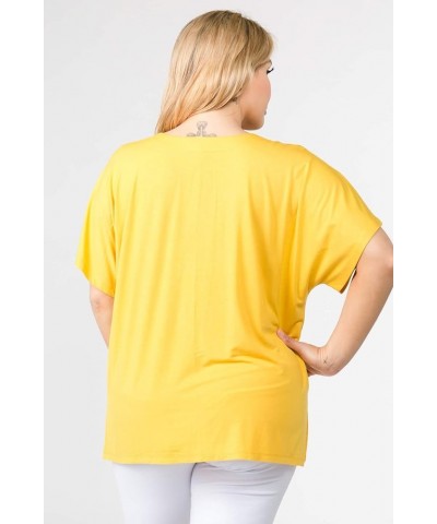 Women’s Short Flutter Sleeve Tops Crew Neck Summer Shirts with Round Hem Mustard V-neck $11.28 Tops