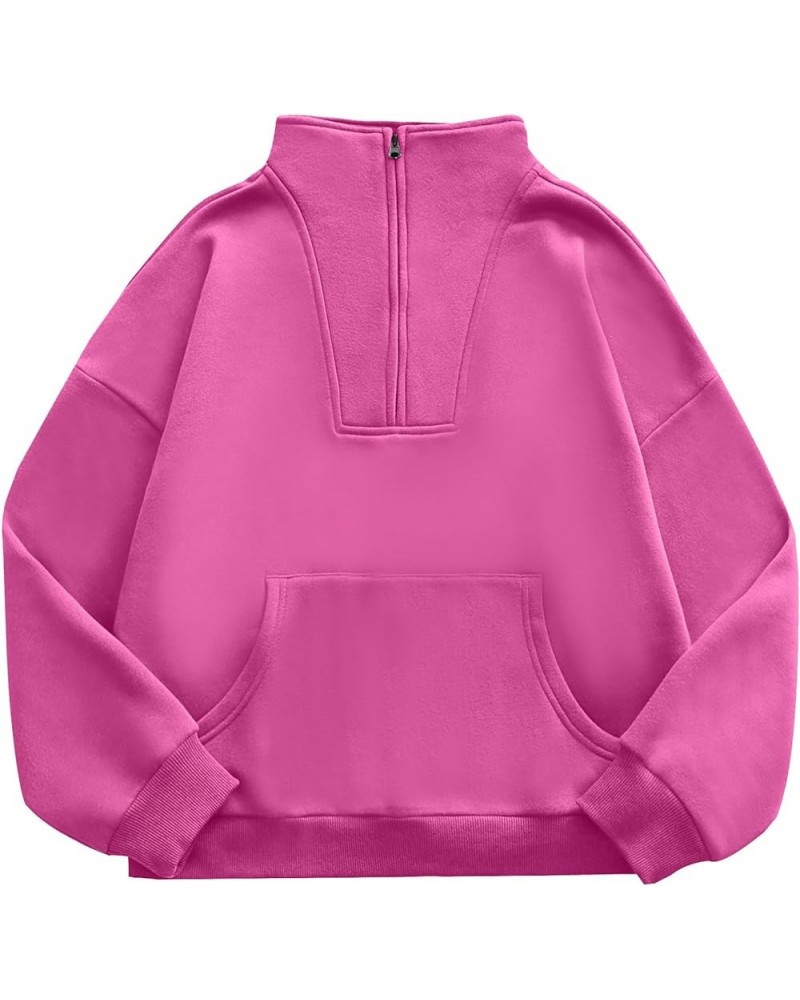 Women Hoodies Oversized Sweatshirts Fleece Sweaters Long Sleeve Shirts Cute Loose Y2K Clothes Fall Pullover Top 18_ Hot Pink ...