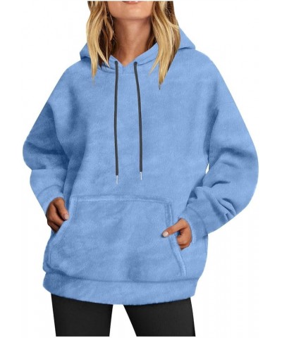 Oversized Sherpa Sweatshirt for Women Fuzzy Sweatshirts Fleece Hoodies Pullover Fluffy Hoodies Sweatshirt with Pocket 01 Blue...