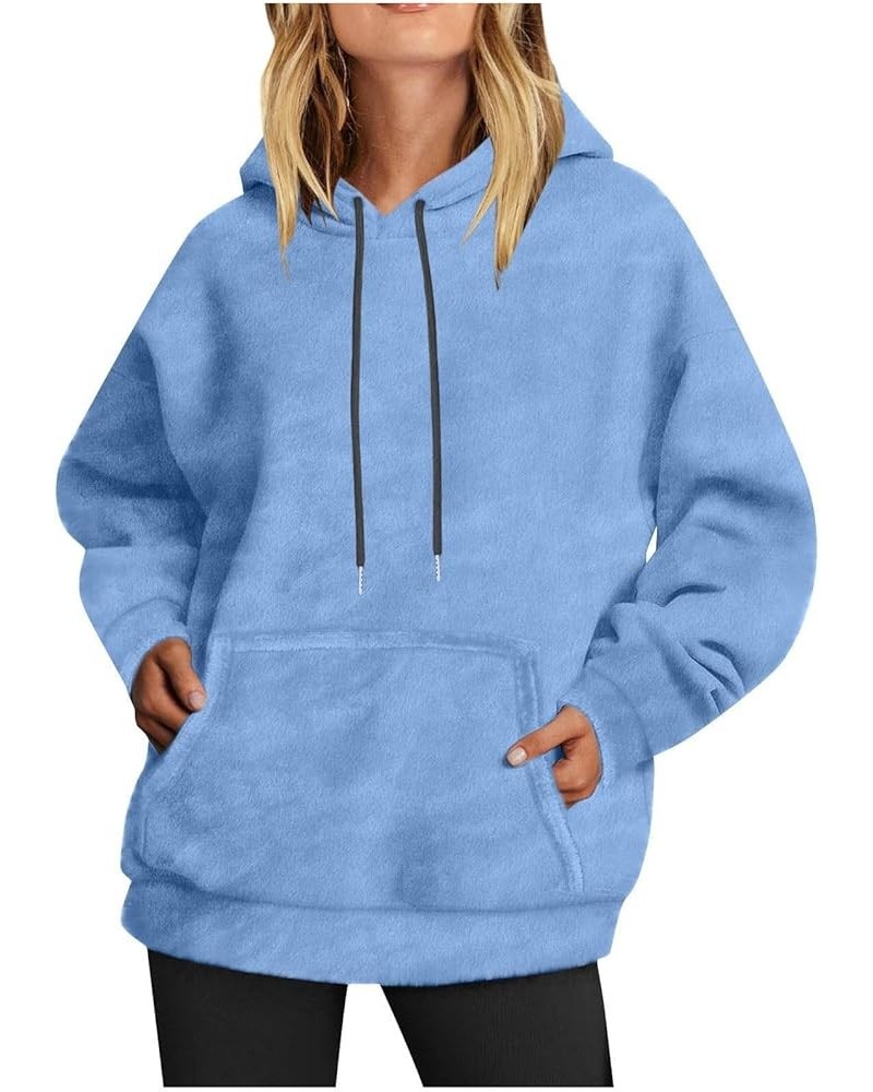 Oversized Sherpa Sweatshirt for Women Fuzzy Sweatshirts Fleece Hoodies Pullover Fluffy Hoodies Sweatshirt with Pocket 01 Blue...