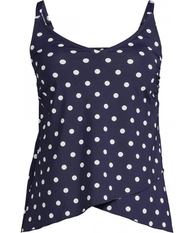 Women's Chlorine Resistant V-Neck Tulip Hem Tankini Swimsuit Top with Adjustable Straps Deep Sea Polka Dot $27.12 Swimsuits