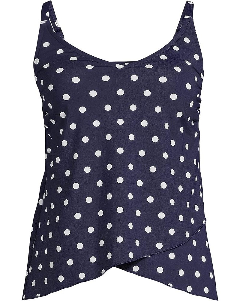 Women's Chlorine Resistant V-Neck Tulip Hem Tankini Swimsuit Top with Adjustable Straps Deep Sea Polka Dot $27.12 Swimsuits