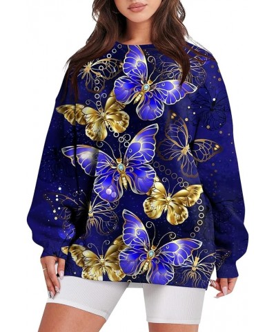 Fall Sweater Sweatshirts For Women Long Sleeve Casual Crewneck Oversized Pullover Sweatshirts Tops 2-purple $11.19 Hoodies & ...