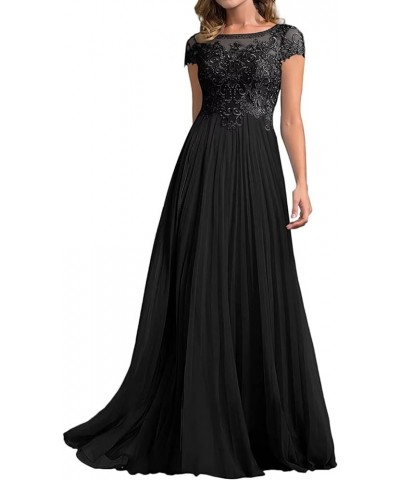 Women's Lace Mother of The Bride Dresses for Wedding Cap-Sleeve A line Long Formal Evening Party Prom Gowns Black $52.80 Dresses