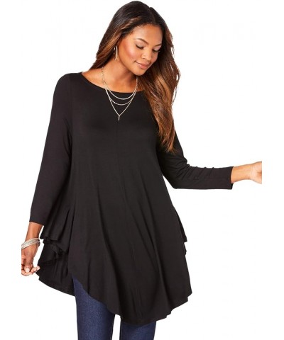 Women's Plus Size Boatneck Swing Ultra Femme Tunic Black $19.50 Tops