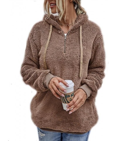 Women Long Sleeve Pullover Jumper Zipper Fleece Top Sweaters A-khaki $16.50 Hoodies & Sweatshirts