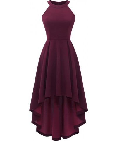 Women Halter Summer Cocktail Dresses Sleeveless Hi-Lo Bridesmaid Dress Formal Party Dress for Wedding Guest A- Burgundy $25.1...