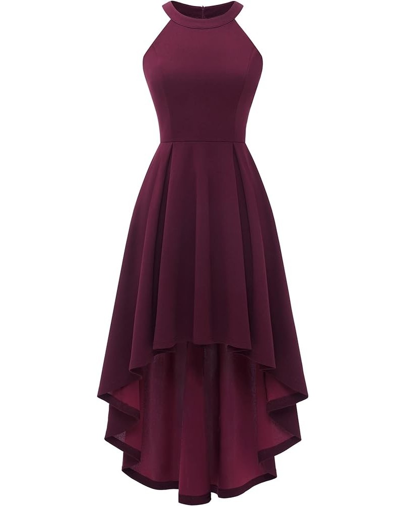 Women Halter Summer Cocktail Dresses Sleeveless Hi-Lo Bridesmaid Dress Formal Party Dress for Wedding Guest A- Burgundy $25.1...