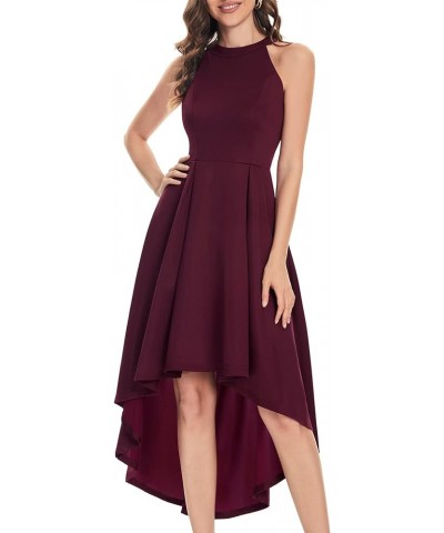 Women Halter Summer Cocktail Dresses Sleeveless Hi-Lo Bridesmaid Dress Formal Party Dress for Wedding Guest A- Burgundy $25.1...