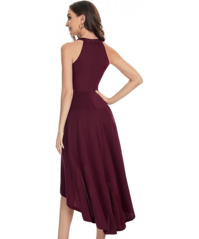 Women Halter Summer Cocktail Dresses Sleeveless Hi-Lo Bridesmaid Dress Formal Party Dress for Wedding Guest A- Burgundy $25.1...