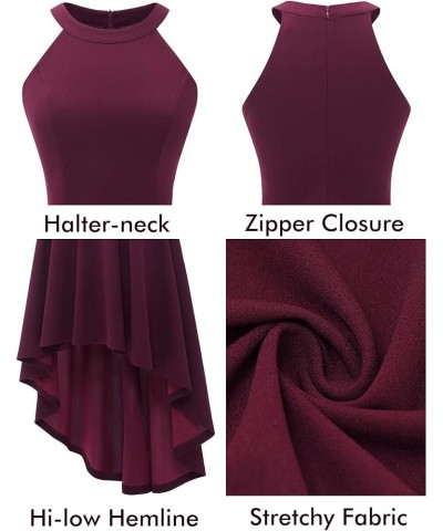 Women Halter Summer Cocktail Dresses Sleeveless Hi-Lo Bridesmaid Dress Formal Party Dress for Wedding Guest A- Burgundy $25.1...