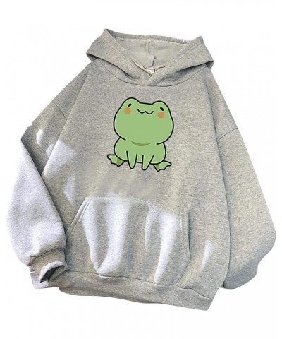 Women Lovely Hoodies, Women's Teen Girls Cute Frog Frog Hoodie Sweatshirts Loose Pullover Tops Shirts Gray $12.09 Hoodies & S...