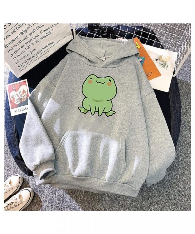 Women Lovely Hoodies, Women's Teen Girls Cute Frog Frog Hoodie Sweatshirts Loose Pullover Tops Shirts Gray $12.09 Hoodies & S...