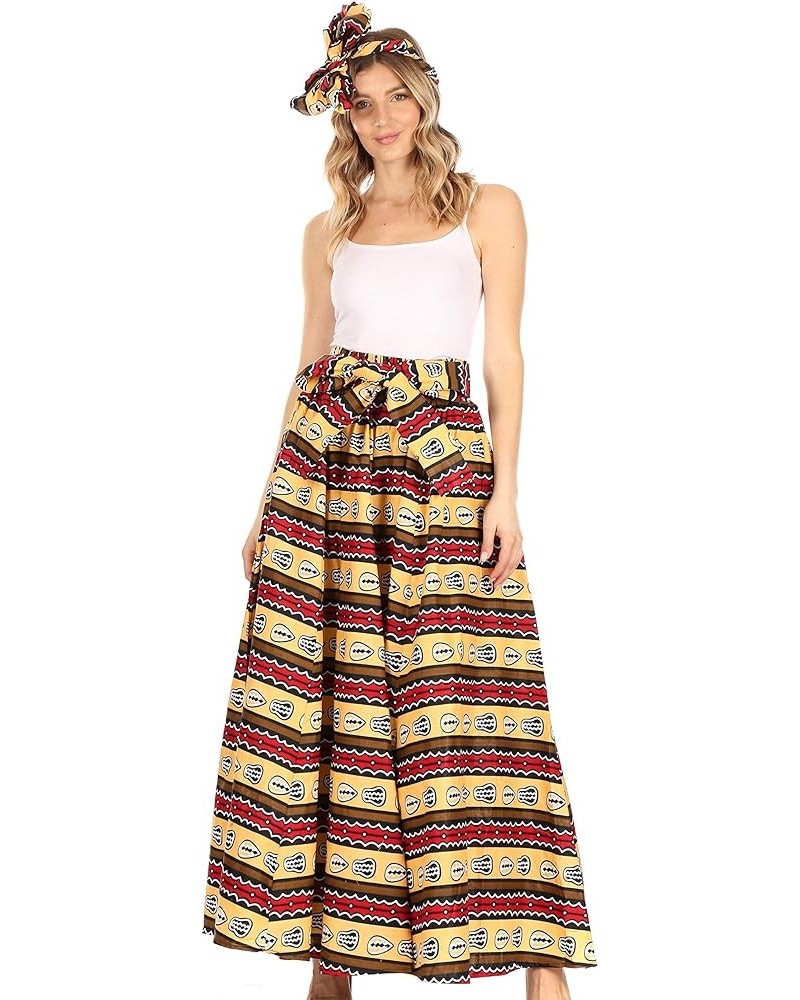 Asma Convertible Traditional Wax Print Adjustable Strap Maxi Skirt | Dress 90-beigemulti $33.59 Skirts