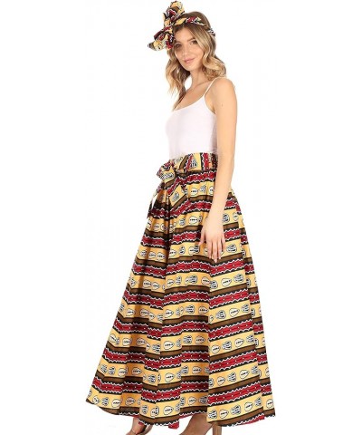 Asma Convertible Traditional Wax Print Adjustable Strap Maxi Skirt | Dress 90-beigemulti $33.59 Skirts