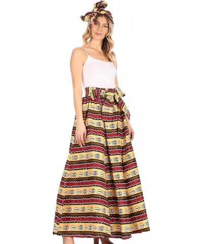 Asma Convertible Traditional Wax Print Adjustable Strap Maxi Skirt | Dress 90-beigemulti $33.59 Skirts