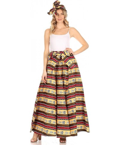 Asma Convertible Traditional Wax Print Adjustable Strap Maxi Skirt | Dress 90-beigemulti $33.59 Skirts