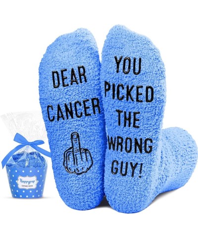 Get Well Soon Gifts For Chemo Cancer Patients, Healing Gifts For Cancer Survivor,Blue Fuzzy Socks Dear Cancer You Picked the ...