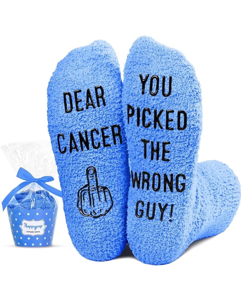 Get Well Soon Gifts For Chemo Cancer Patients, Healing Gifts For Cancer Survivor,Blue Fuzzy Socks Dear Cancer You Picked the ...