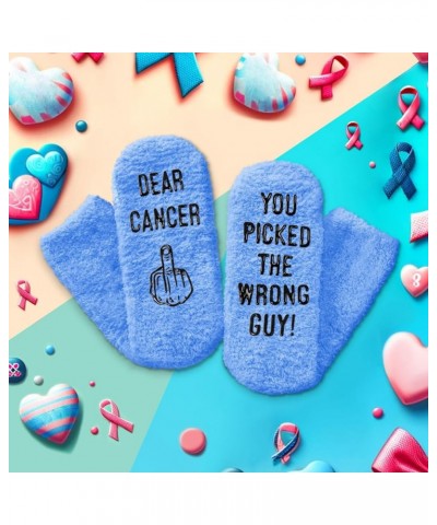 Get Well Soon Gifts For Chemo Cancer Patients, Healing Gifts For Cancer Survivor,Blue Fuzzy Socks Dear Cancer You Picked the ...