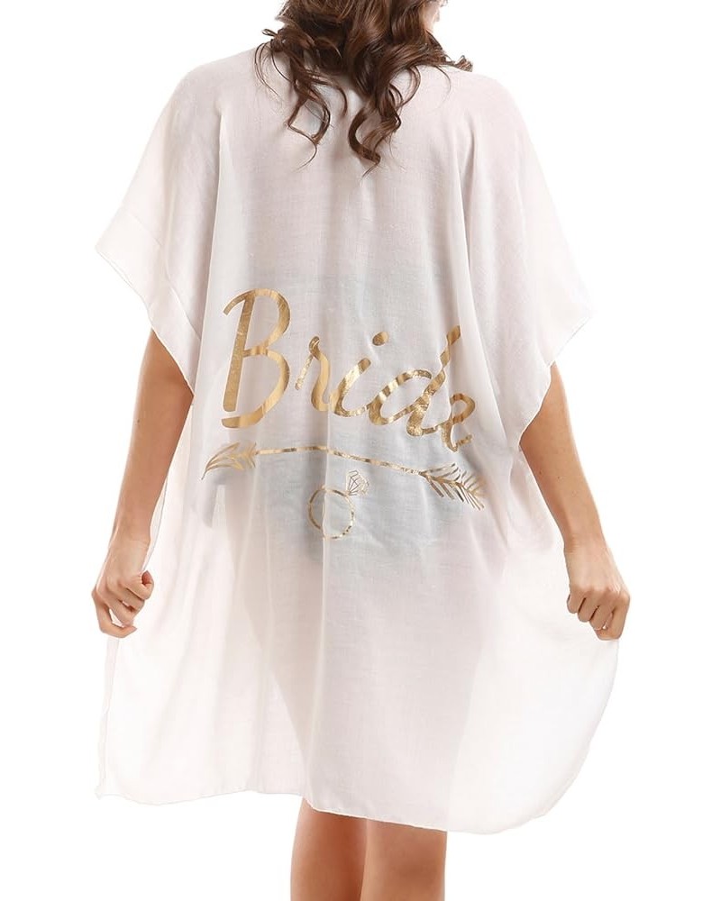 Women's Summer Swimwear Bikini Beach Cover Up with Trendy Lettering. Bride-white $11.28 Swimsuits