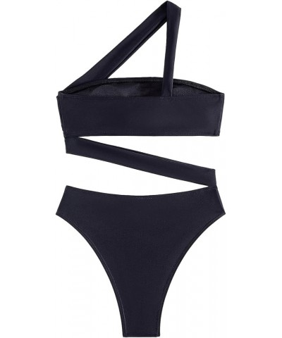 Sexy Cutout Tube High Waist Bandeau Bathing One Piecce Swimsuit Tube Black $18.86 Swimsuits