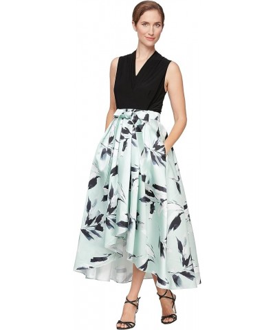 Women's Sleeveless Jersey V-Neck Hi-lo Floral Dress with Pockets Aloe $21.37 Dresses