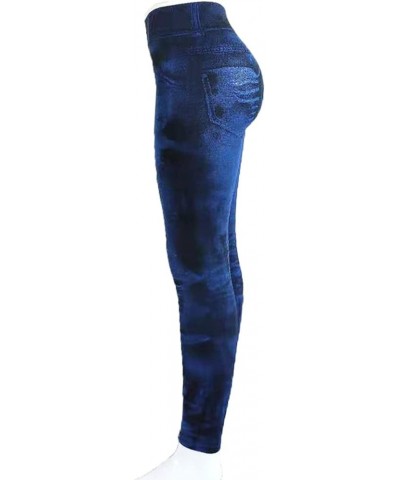 High Waisted Leggings for Women Soft Opaque Slim Tummy Control Workout Running Yoga Leggings for Women Printed Pants A0 Blue ...