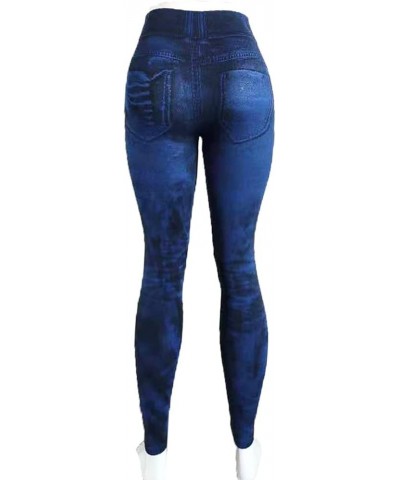 High Waisted Leggings for Women Soft Opaque Slim Tummy Control Workout Running Yoga Leggings for Women Printed Pants A0 Blue ...