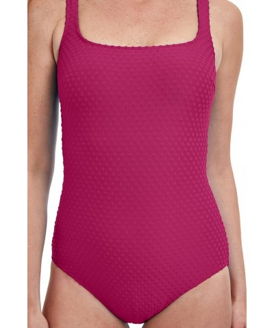 Women's Standard Day Dream Square Neck One Piece Merlot $40.62 Swimsuits