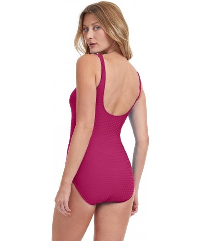 Women's Standard Day Dream Square Neck One Piece Merlot $40.62 Swimsuits