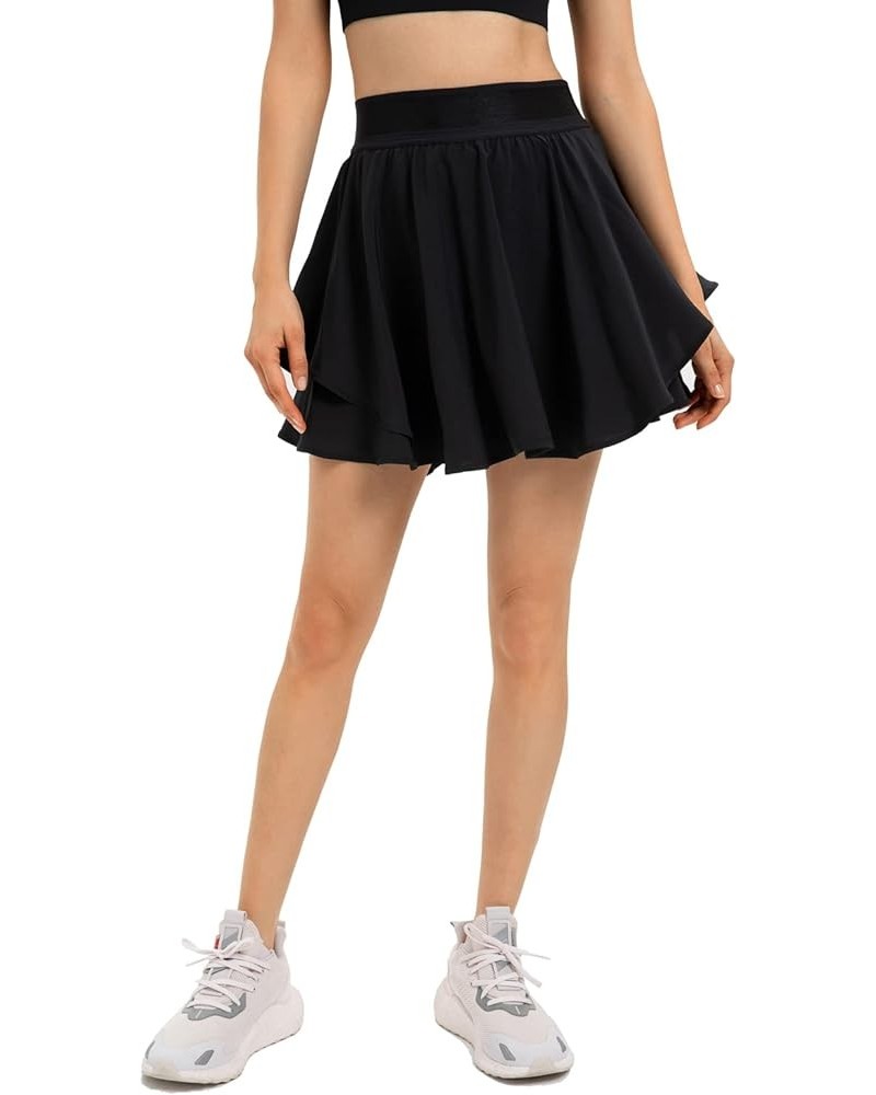 Flowy Tennis Skirts for Women Built in Shorts, Cool Feeling Athletic Golf Skorts with Pockets Black $18.80 Skorts