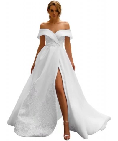 Long Puffy Wedding Dresses for Bride Elegant Bridal Gown with Train Summer Beach Wedding Dress B-white $65.36 Dresses