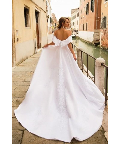 Long Puffy Wedding Dresses for Bride Elegant Bridal Gown with Train Summer Beach Wedding Dress B-white $65.36 Dresses